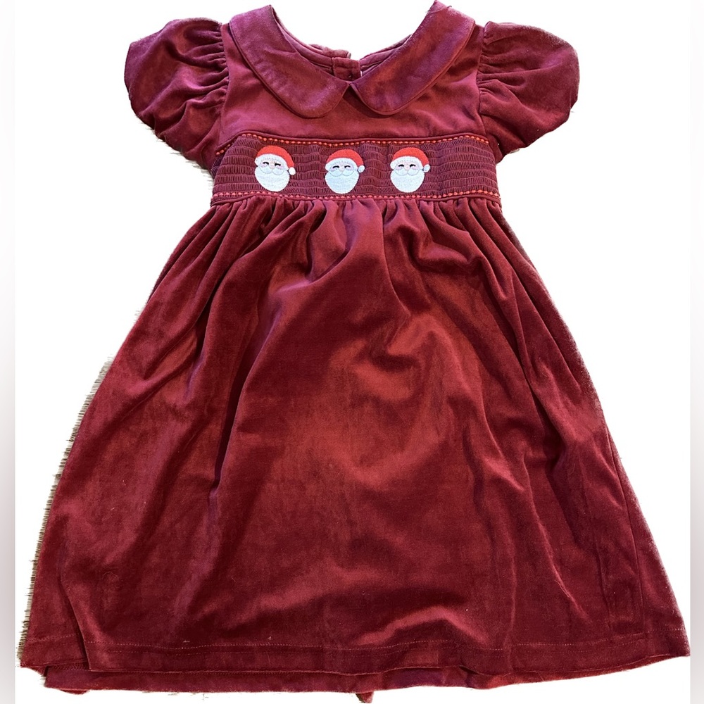 Smocked Santa Velvet Christmas Dress (6)